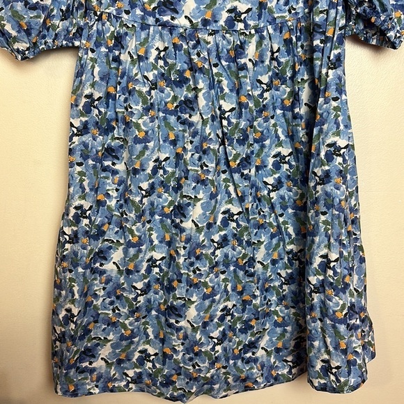 Jacquie The Label Watercolor Floral Print Puff Sleeve Tie Back Babydoll Dress - Picture 9 of 15